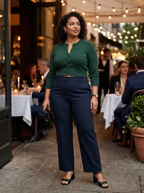 12. Cropped Cardigan With High Waisted Pants