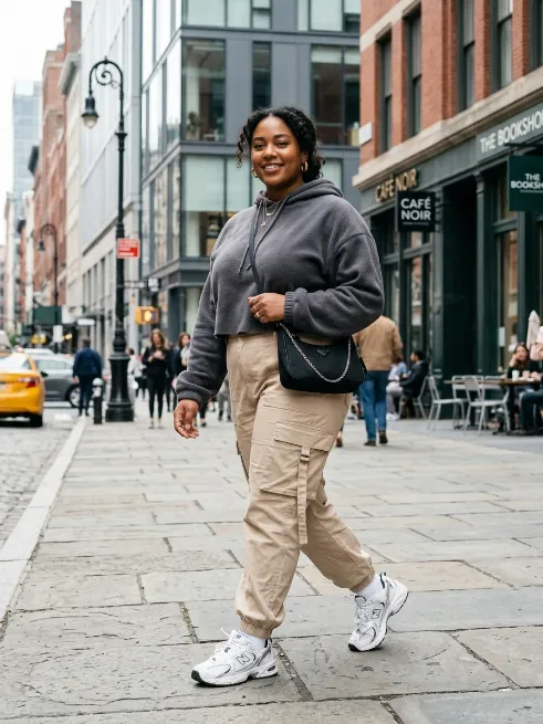 3. Cropped Hoodie and Cargo Pants
