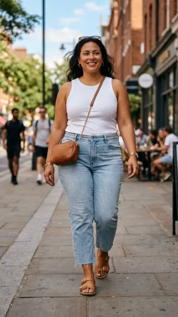 21. Cropped Jeans With A Tank Top