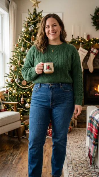 13. Cropped Sweater with High Waisted Jeans