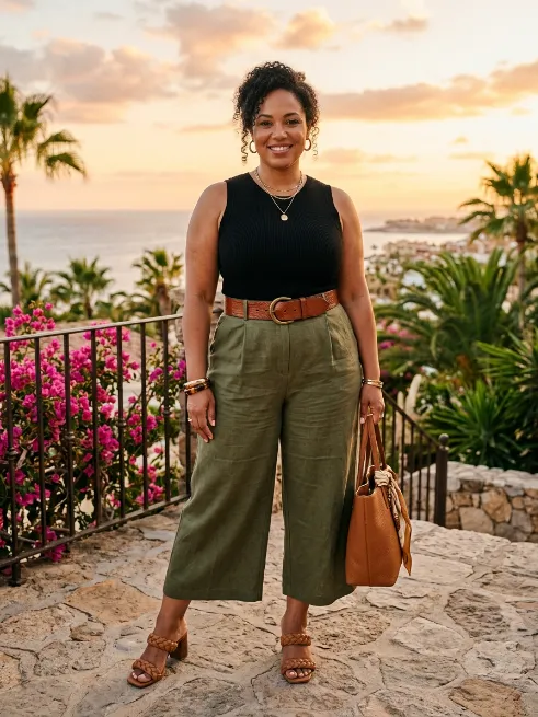 20. Culottes With a Fitted Top and Statement Belt