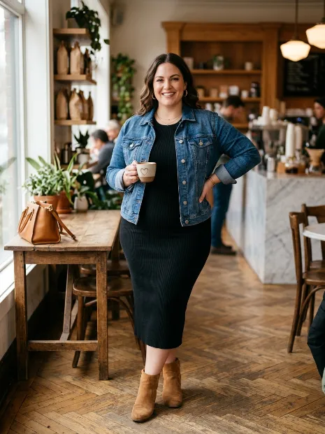 3. Denim Jacket Over a Bodycon Dress