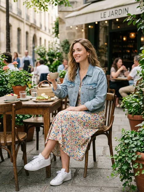 1. Denim Jacket Over a Sundress
