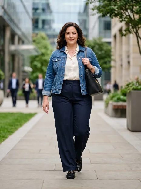 5. Denim Jacket With Wide Leg Trousers