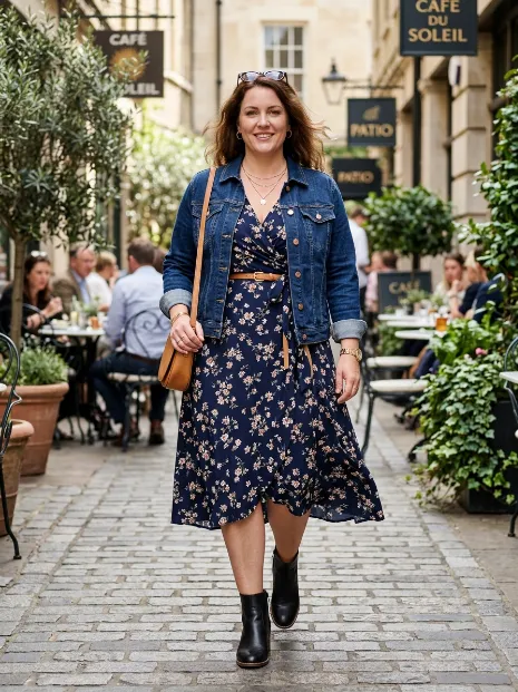 17. Denim Jacket With a Wrap Dress