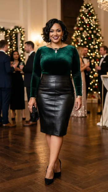 10. Faux Leather Skirt with a Bodysuit