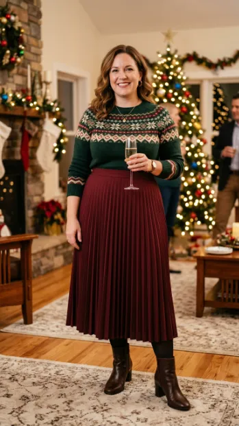 11. Fitted Sweater Tucked into a Midi Skirt
