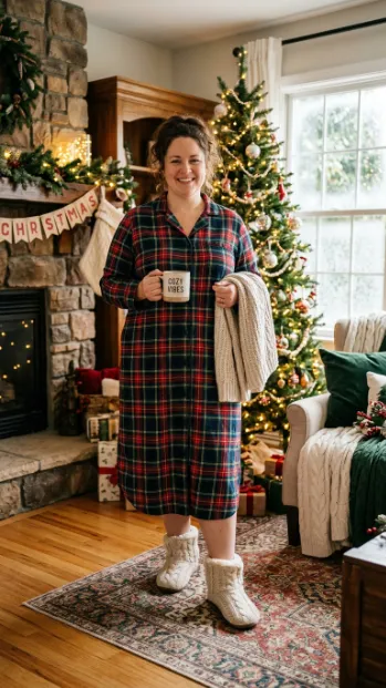 3. Flannel Pajama Dress