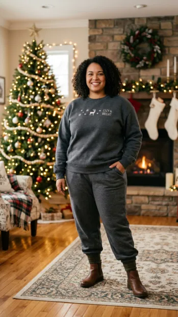 4. Fleece Lined Joggers with a Graphic Sweatshirt