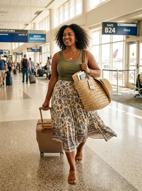 26. Flowy Skirt With a Tank Top and Sandals