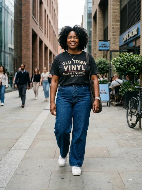 2. Graphic Tee and Wide Leg Jeans