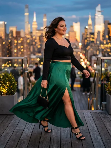 15. High Slit Maxi Skirt with a Crop Top