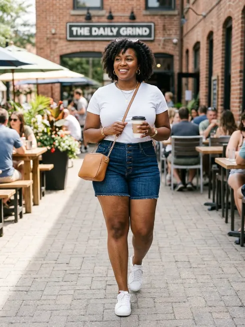 6. High Waisted Shorts With A Tucked Tee
