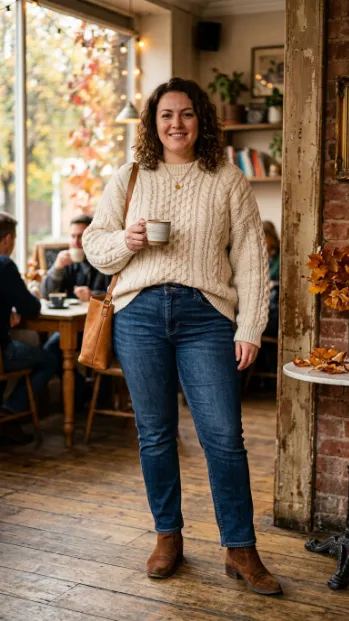 15. Jeans With A Chunky Knit Sweater