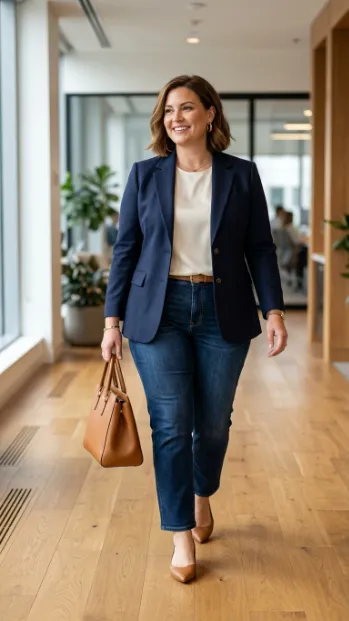18. Jeans With A Fitted Blazer And Flats