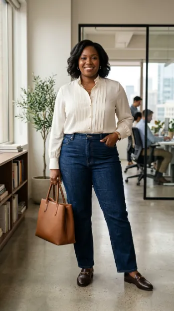 17. Jeans With A Structured Blouse