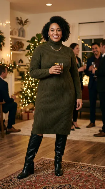 24. Knit Dress with Statement Boots