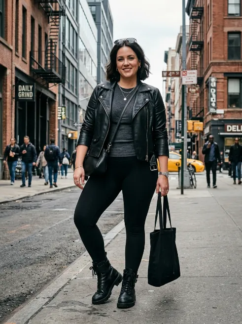 6. Leather Jacket and Leggings