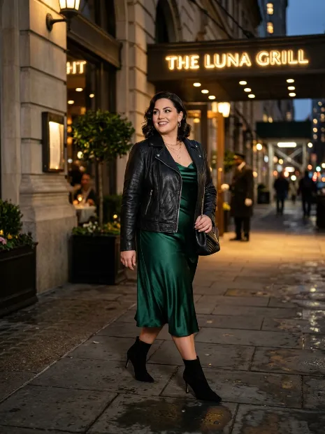 10. Leather jacket with a slip dress
