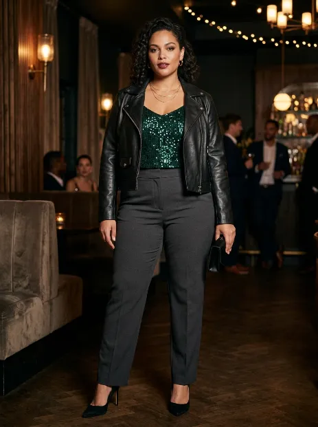 23. Leather jacket with sequins