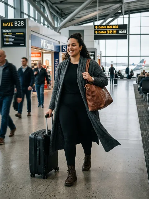 5. Leggings With a Long Cardigan and Ankle Boots