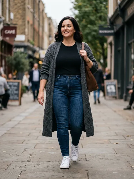 1. Long Cardigan With Skinny Jeans
