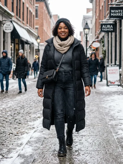 26. Long Puffer Coat with Boots