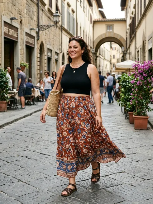 9. Maxi Skirt With a Basic Crop Top