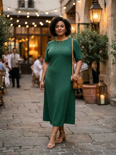 21. Midi Dress With Layered Necklaces
