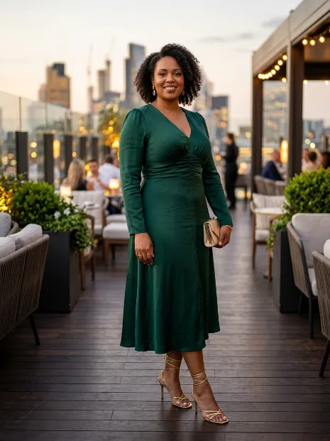 17. Midi Dress With Strappy Heeled Sandals