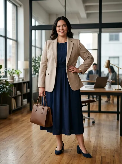 5. Midi Dress With a Blazer for the Office