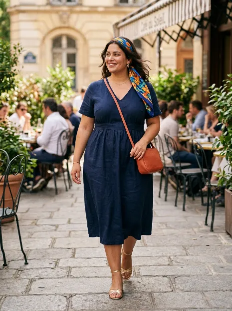 19. Midi Dress With a Scarf as a Headband or Neck Accessory