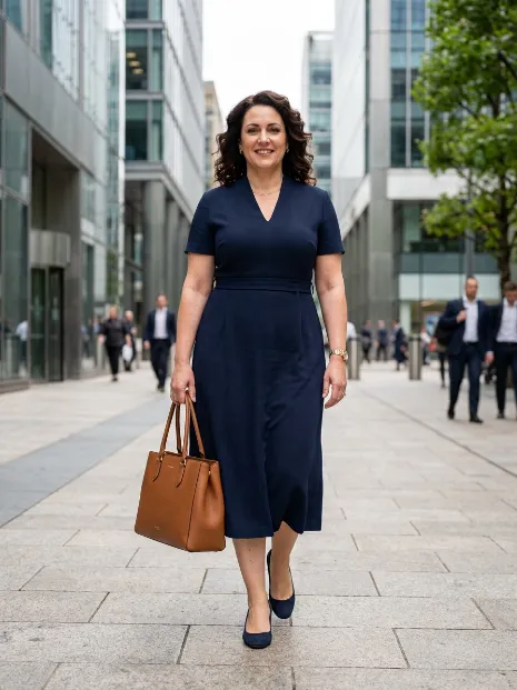 20. Midi Dress With a Structured Tote Bag