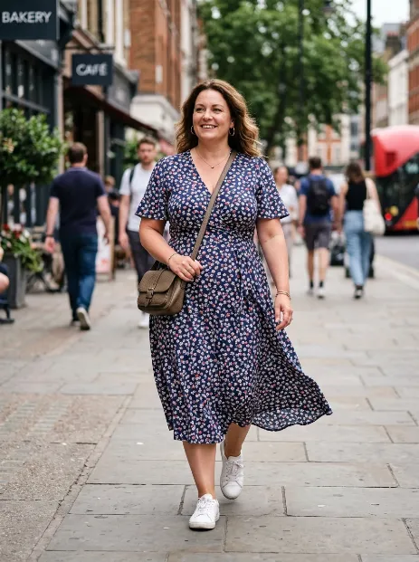 6. Midi Dress and Sneakers for a Casual Day Out