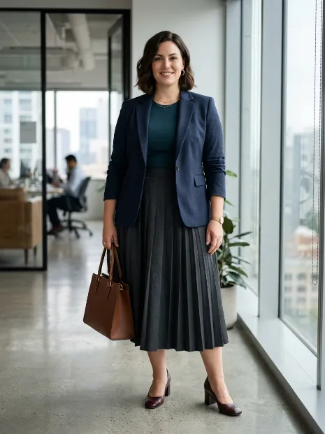 7. Midi Skirt with a Blazer