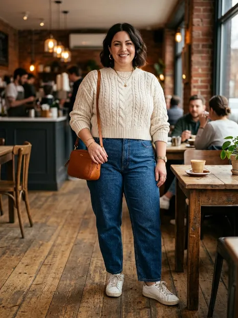 3. Mom Jeans With A Cropped Sweater
