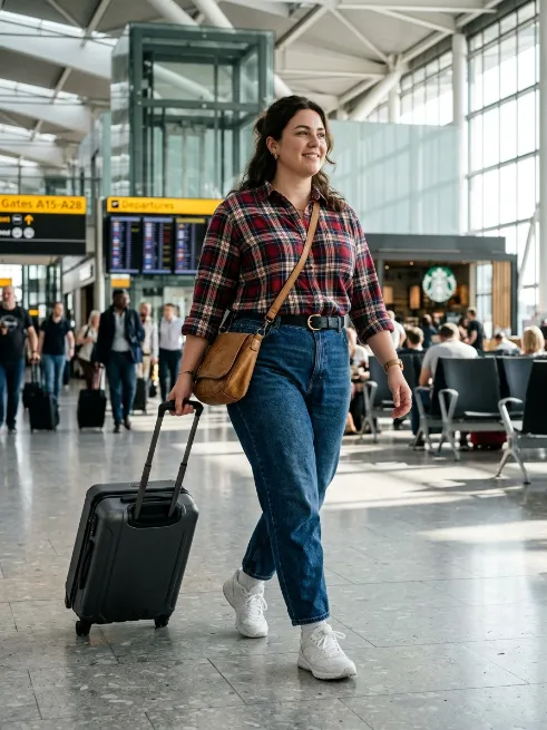 7. Mom Jeans With a Tucked Flannel
