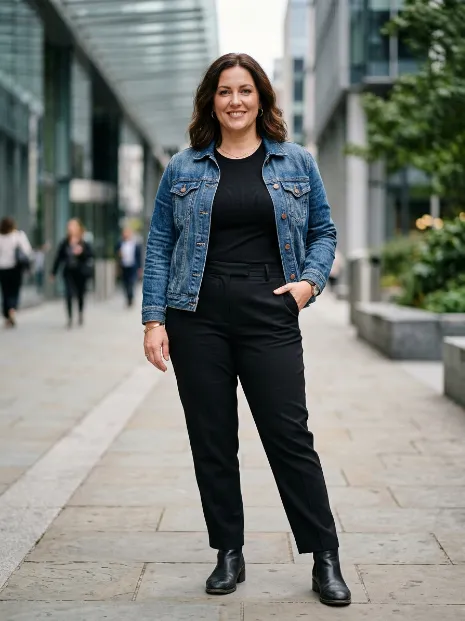 14. Monochrome Look With a Denim Jacket