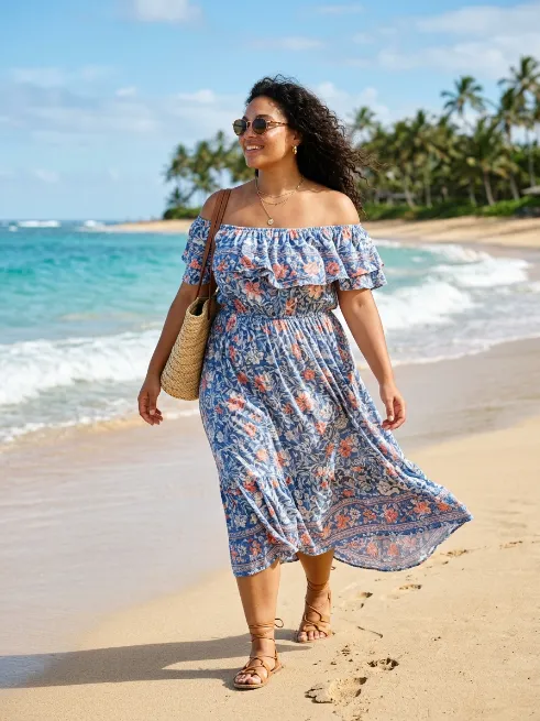 11. Off Shoulder Beach Dress
