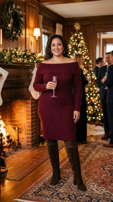 14. Off Shoulder Sweater Dress