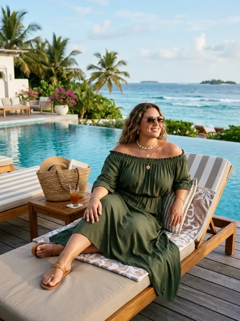 5. Off Shoulder Swim Cover Up Dress
