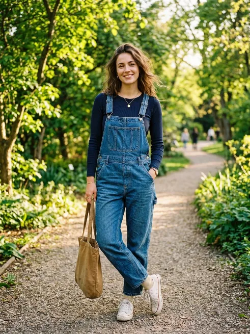 8. Overalls with a Long Sleeve Tee