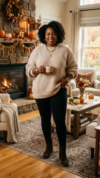 1. Oversized Sweater with Leggings