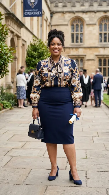 12. Pencil Skirt with a Statement Blouse