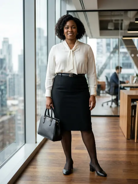 6. Pencil Skirt with a Tucked Blouse