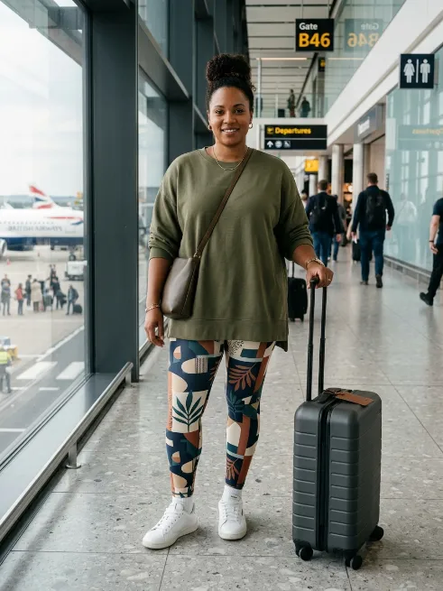 4. Printed Leggings With a Solid Tunic