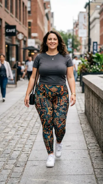 17. Printed Leggings with a Solid Top
