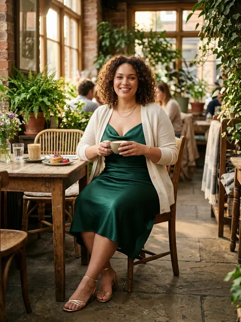 12. Satin Slip Dress With A Cardigan