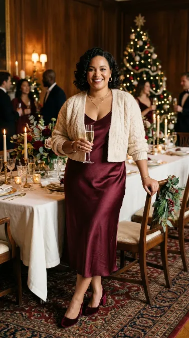 16. Satin Slip Dress with a Cardigan