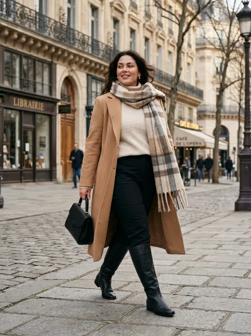 20. Scarf, Coat, and Tall Boots